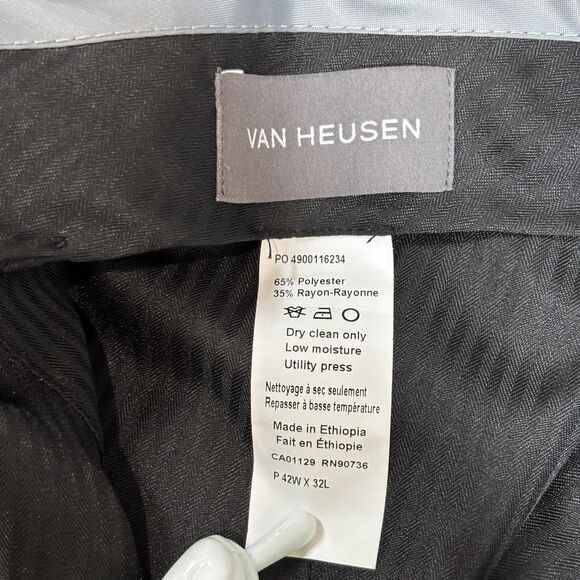 Van Heusen Manvell Dress Pants Men's 42x32 Navy Blue Slacks Flat Front Trousers - Picture 12 of 12